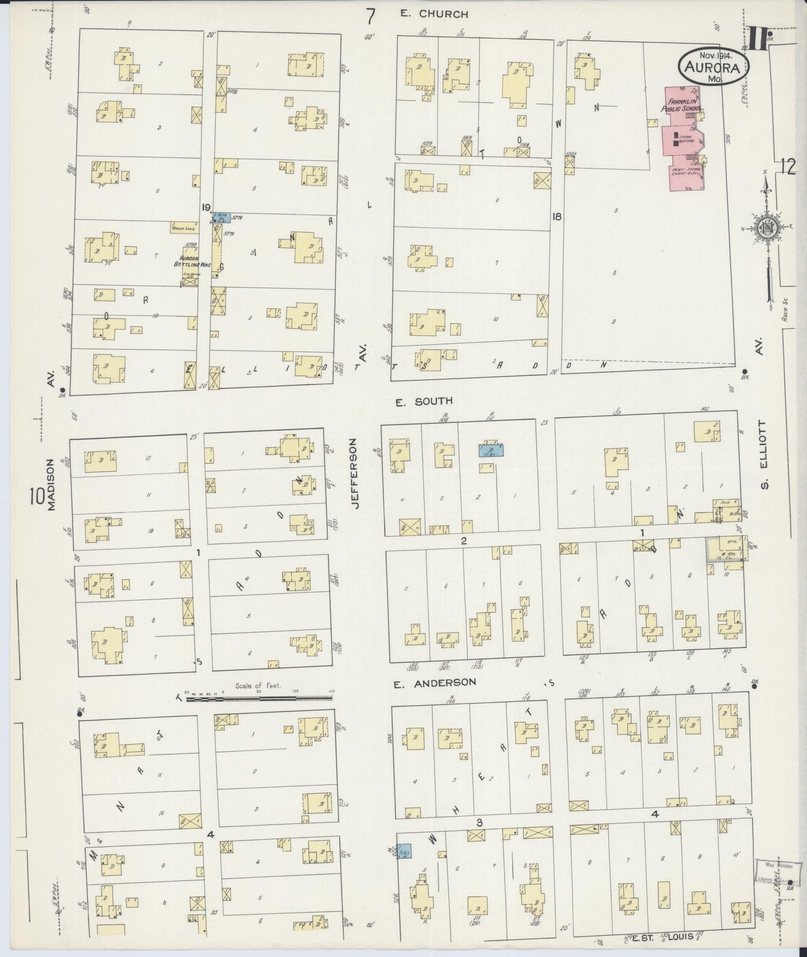 Sanborn Fire Insurance Map from Aurora, Lawrence County, Missouri (1914), Sheet #0011 - Historic Sanborn Fire Insurance Map Print, vintage old map wall art, antique decor, genealogy gift, Missouri Missouri map