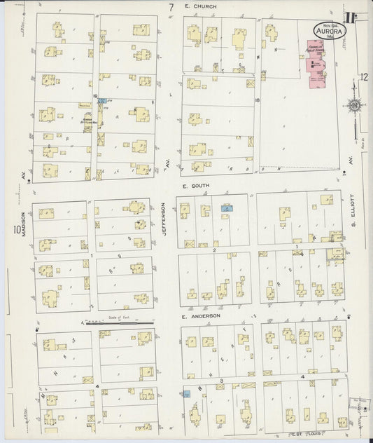 Sanborn Fire Insurance Map from Aurora, Lawrence County, Missouri (1914), Sheet #0011 - Historic Sanborn Fire Insurance Map Print, vintage old map wall art, antique decor, genealogy gift, Missouri Missouri map