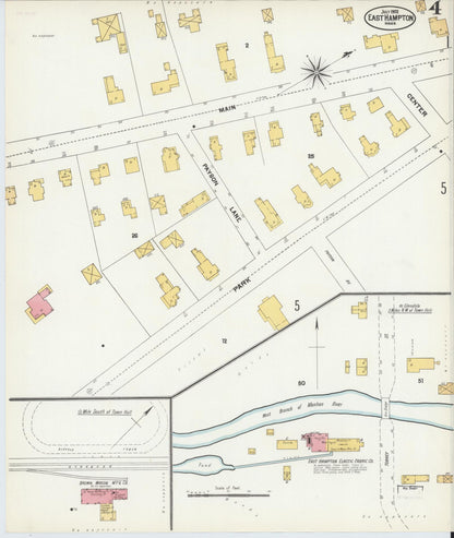 Sanborn Fire Insurance Map from East Hampton, Hampshire County, Massachusetts (1902), Sheet #0004 - Historic Sanborn Fire Insurance Map Print, vintage old map wall art, antique decor, genealogy gift, Massachusetts Massachusetts map