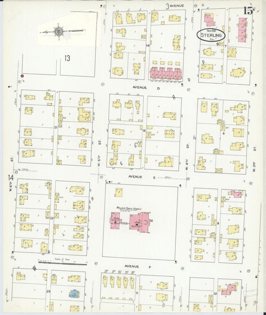 Sanborn Fire Insurance Map from Sterling, Whiteside County, Illinois (1910), Sheet #0015 - Historic Sanborn Fire Insurance Map Print, vintage old map wall art, antique decor, genealogy gift, Illinois Illinois map