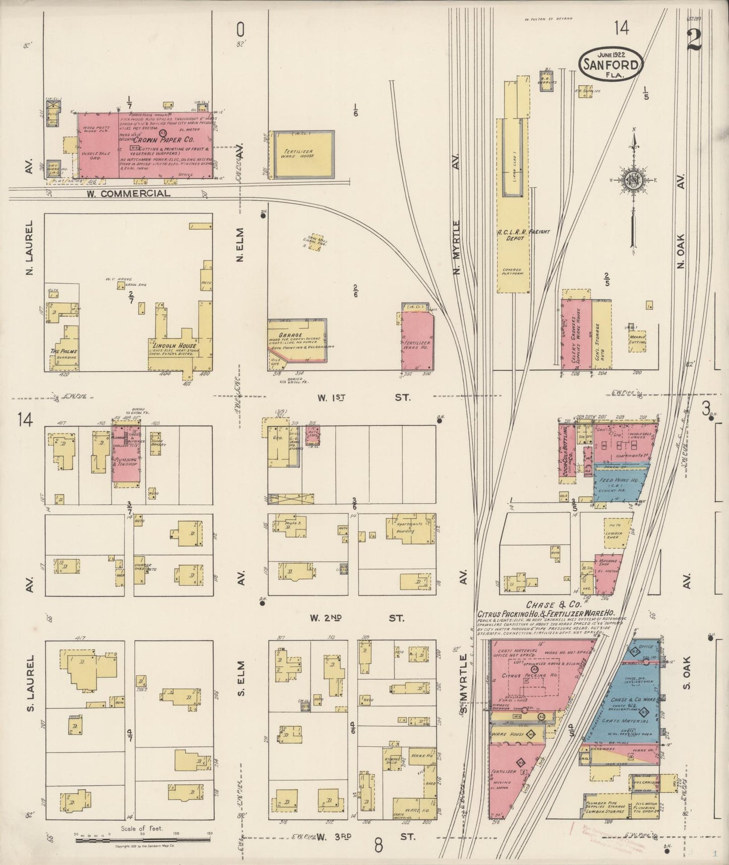Sanborn Fire Insurance Map from Sanford, Seminole County, Florida (1922), Sheet #0002 - Complete Map Set gallery image, historic Sanborn map, vintage wall art, Florida Florida