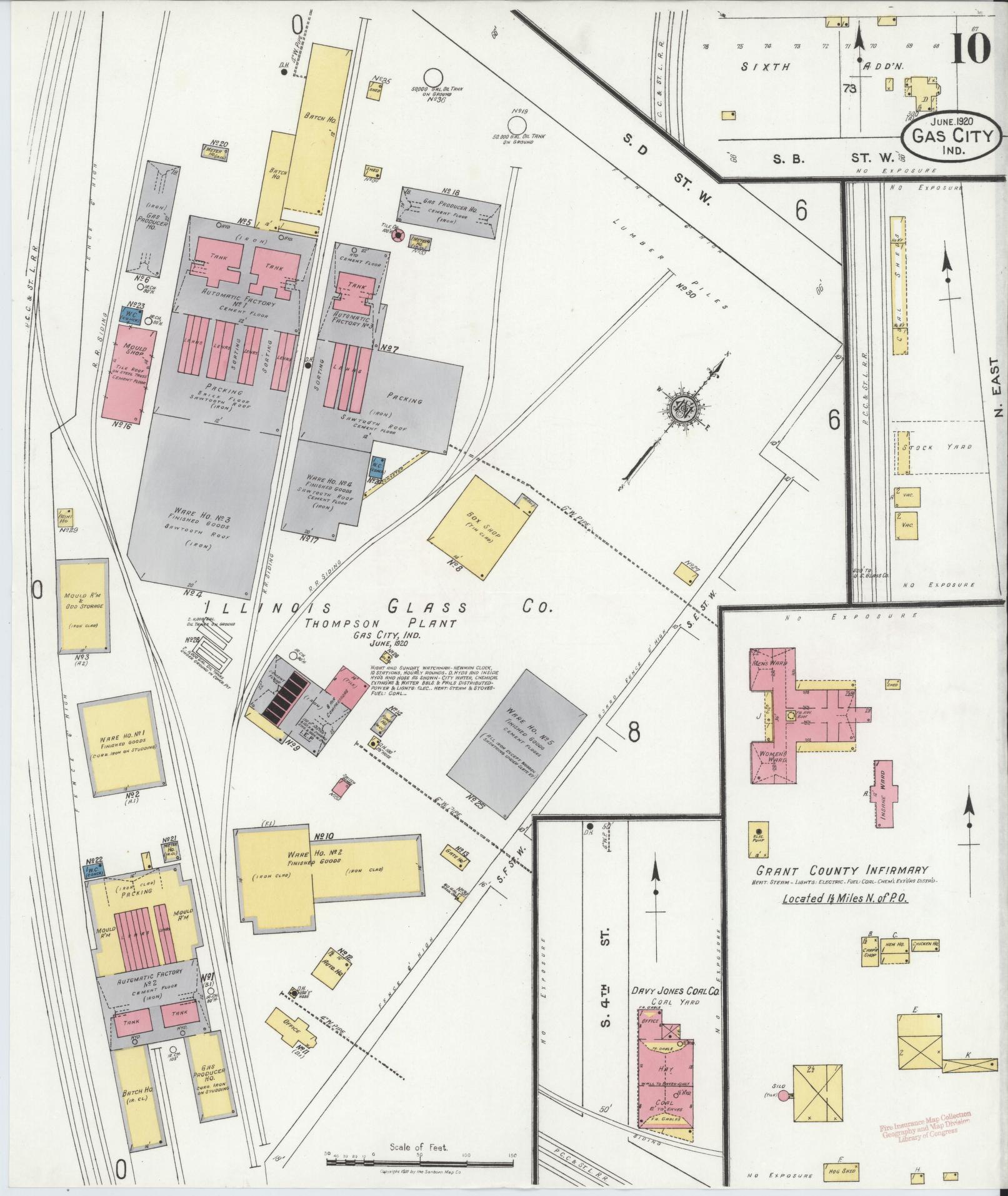 Sanborn Fire Insurance Map from Gas City, Grant County, Indiana (1920), Sheet #0010 - Complete Map Set gallery image, historic Sanborn map, vintage wall art, Indiana Indiana