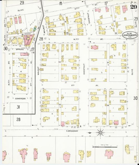 Sanborn Fire Insurance Map from Leavenworth, Leavenworth County, Kansas (1905), Sheet #0030 - Historic Sanborn Fire Insurance Map Print, vintage old map wall art, antique decor, genealogy gift, Kansas Kansas map