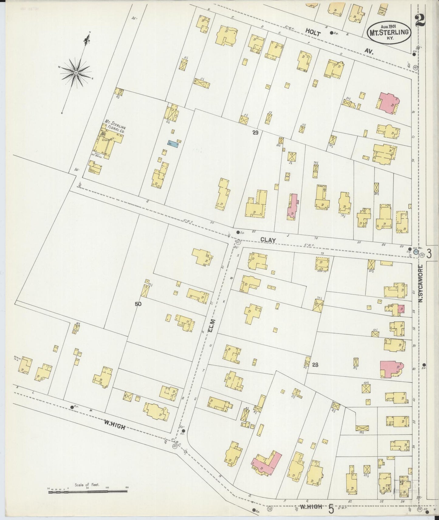 Sanborn Fire Insurance Map from Mount Sterling, Montgomery County, Kentucky (1901), Sheet #0002 - Complete Map Set gallery image, historic Sanborn map, vintage wall art, Kentucky Kentucky
