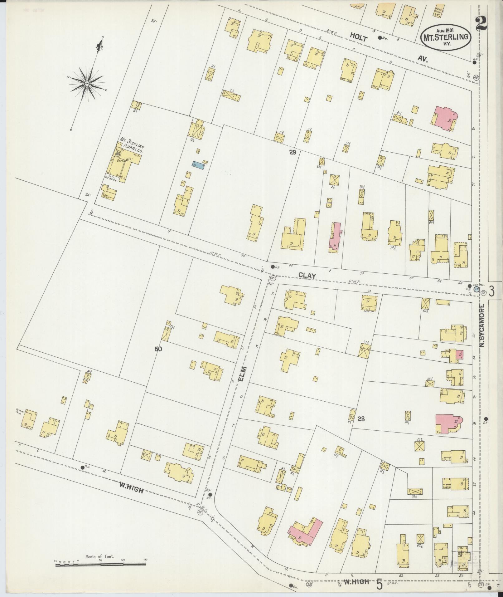 Sanborn Fire Insurance Map from Mount Sterling, Montgomery County, Kentucky (1901), Sheet #0002 - Complete Map Set gallery image, historic Sanborn map, vintage wall art, Kentucky Kentucky