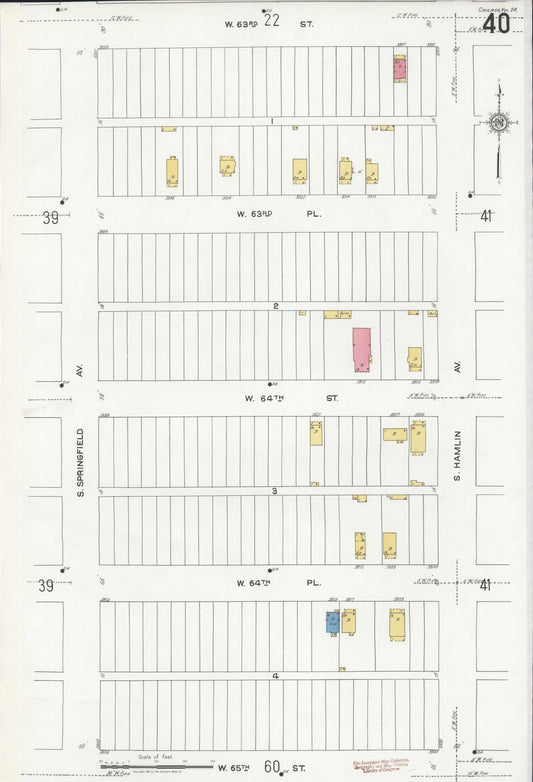 Sanborn Fire Insurance Map from Chicago, Cook County, Illinois (1920), Sheet #0040 - Historic Sanborn Fire Insurance Map Print, vintage old map wall art, antique decor, genealogy gift, Illinois Illinois map