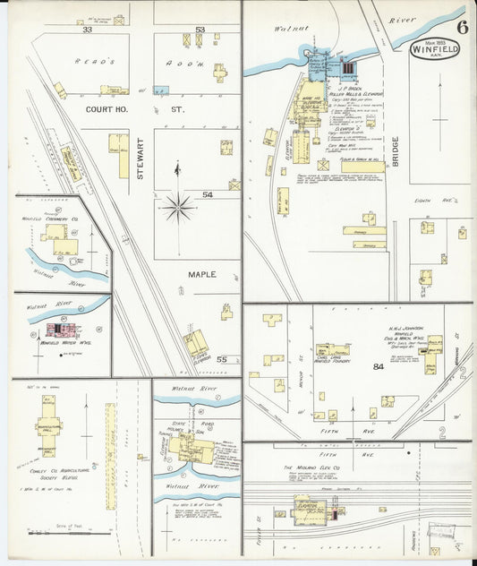 Sanborn Fire Insurance Map from Winfield, Cowley County, Kansas (1893), Sheet #0006 - Historic Sanborn Fire Insurance Map Print, vintage old map wall art, antique decor, genealogy gift, Kansas Kansas map