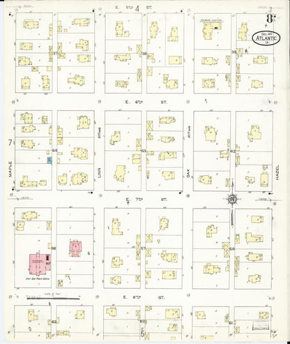 Sanborn Fire Insurance Map from Atlantic, Cass County, Iowa (1913), Sheet #0008 - Historic Sanborn Fire Insurance Map Print