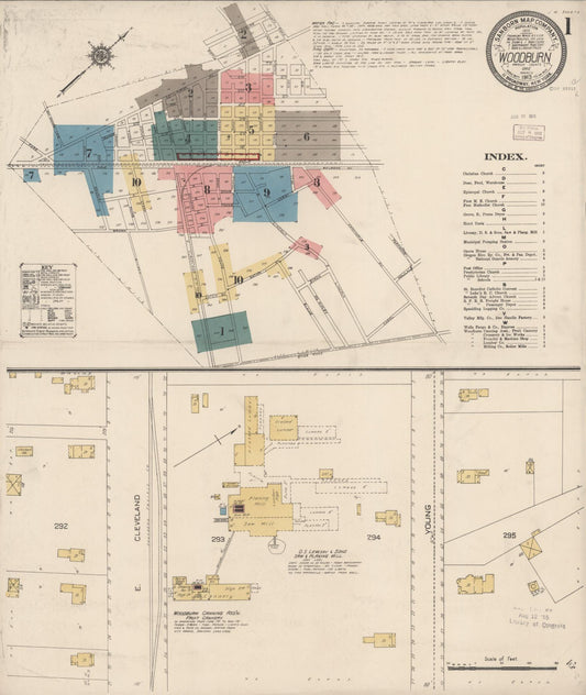Sanborn Fire Insurance Map from Woodburn, Marion County, Oregon (1913), Sheet #0001 - Historic Sanborn Fire Insurance Map Print, vintage old map wall art, antique decor, genealogy gift, Oregon Oregon map