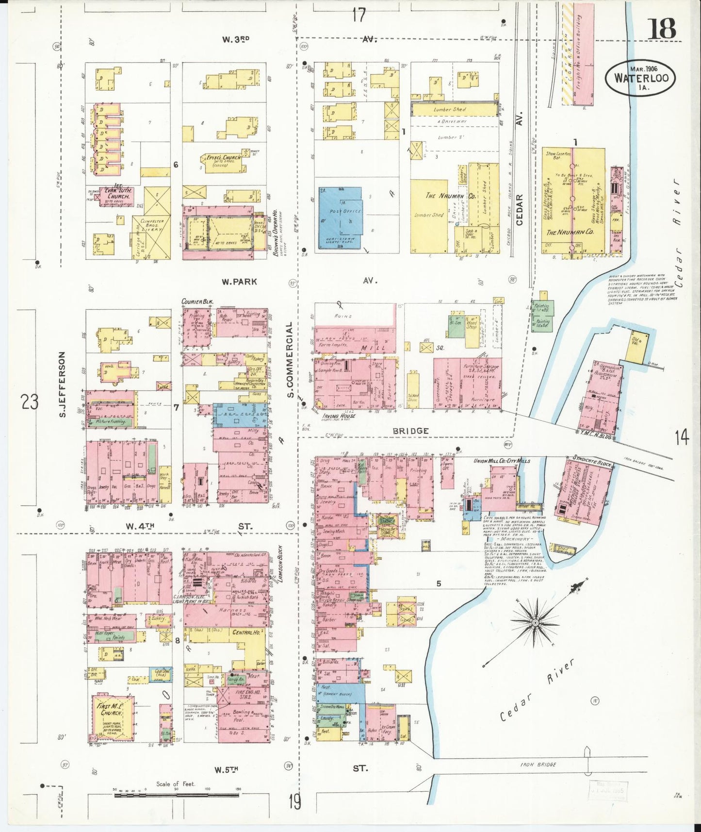 Sanborn Fire Insurance Map from Waterloo, Black Hawk County, Iowa (1906), Sheet #0018 - Historic Sanborn Fire Insurance Map Print