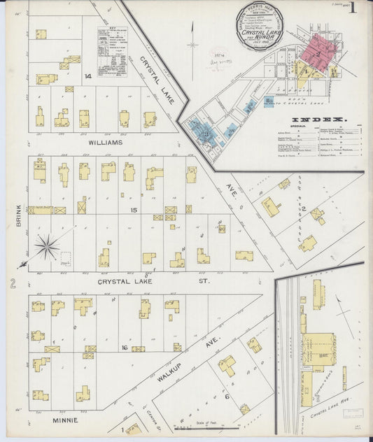 Sanborn Fire Insurance Map from Crystal Lake, McHenry County, Illinois (1893), Sheet #0001 - Complete Map Set gallery image, historic Sanborn map, vintage wall art, Illinois Illinois