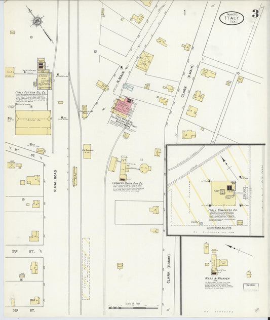 Sanborn Fire Insurance Map from Italy, Ellis County, Texas (1912), Sheet #0003 - Historic Sanborn Fire Insurance Map Print, vintage old map wall art, antique decor, genealogy gift, Texas Texas map