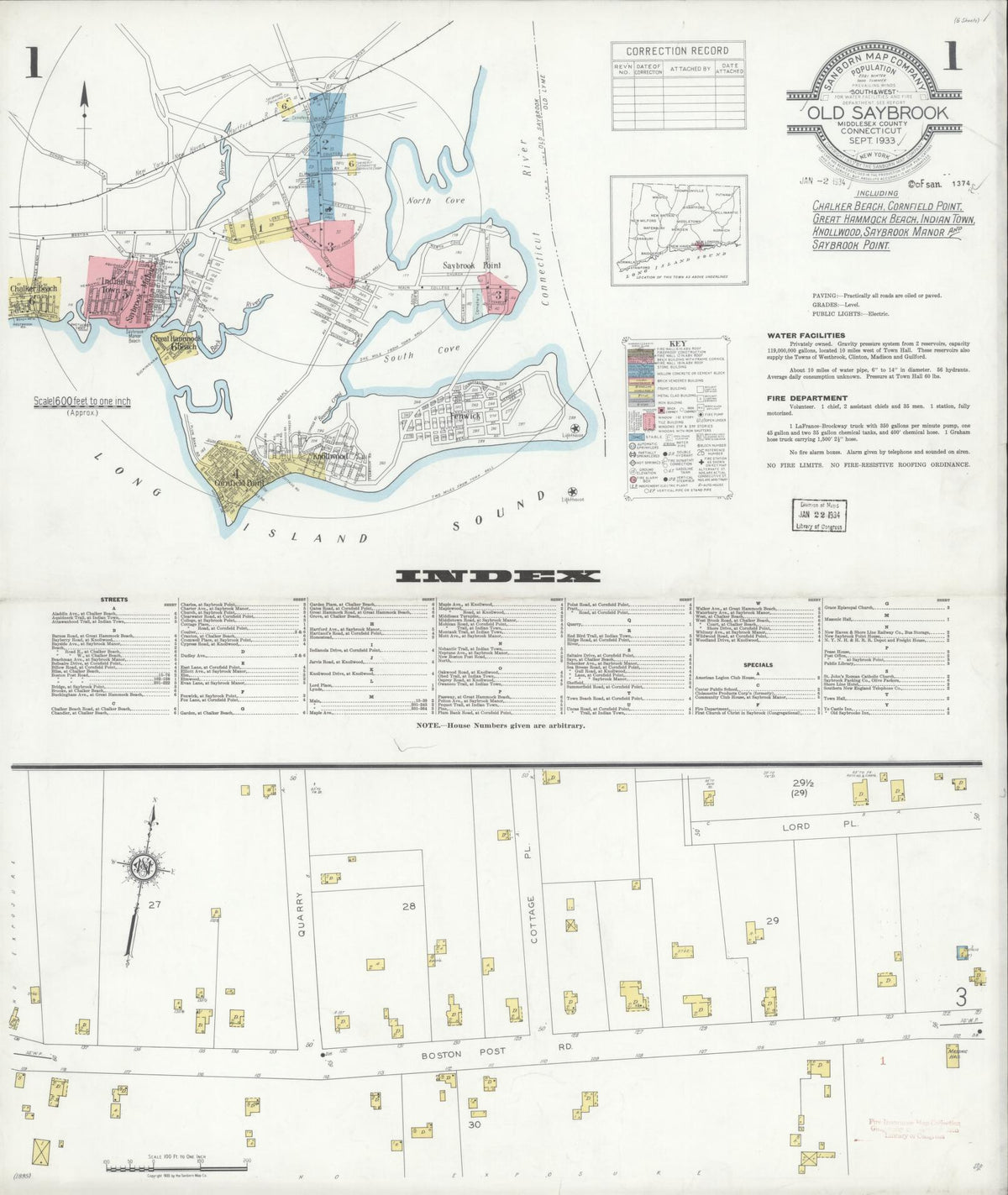 Saybrook County Sanborn Fire Insurance Map from Old Saybrook, Middlesex County ...