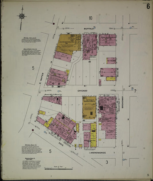 Sanborn Fire Insurance Map from Milwaukee, Milwaukee County, Wisconsin (1910), Sheet #0006 - Historic Sanborn Fire Insurance Map Print, vintage old map wall art, antique decor, genealogy gift, Wisconsin Wisconsin map