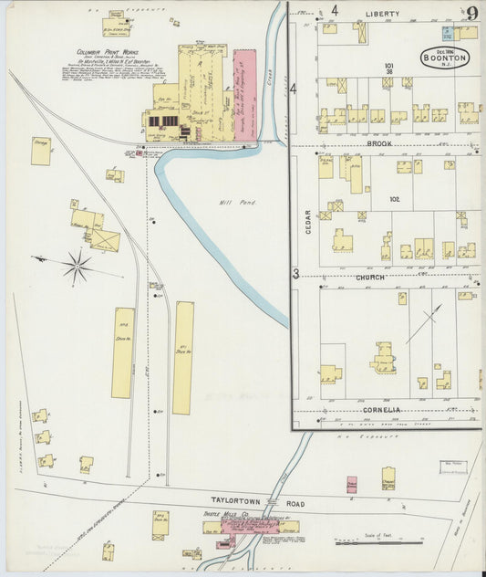 Sanborn Fire Insurance Map from Boonton, Morris County, New Jersey (1896), Sheet #0009 - Historic Sanborn Fire Insurance Map Print, vintage old map wall art, antique decor, genealogy gift, New Jersey New Jersey map