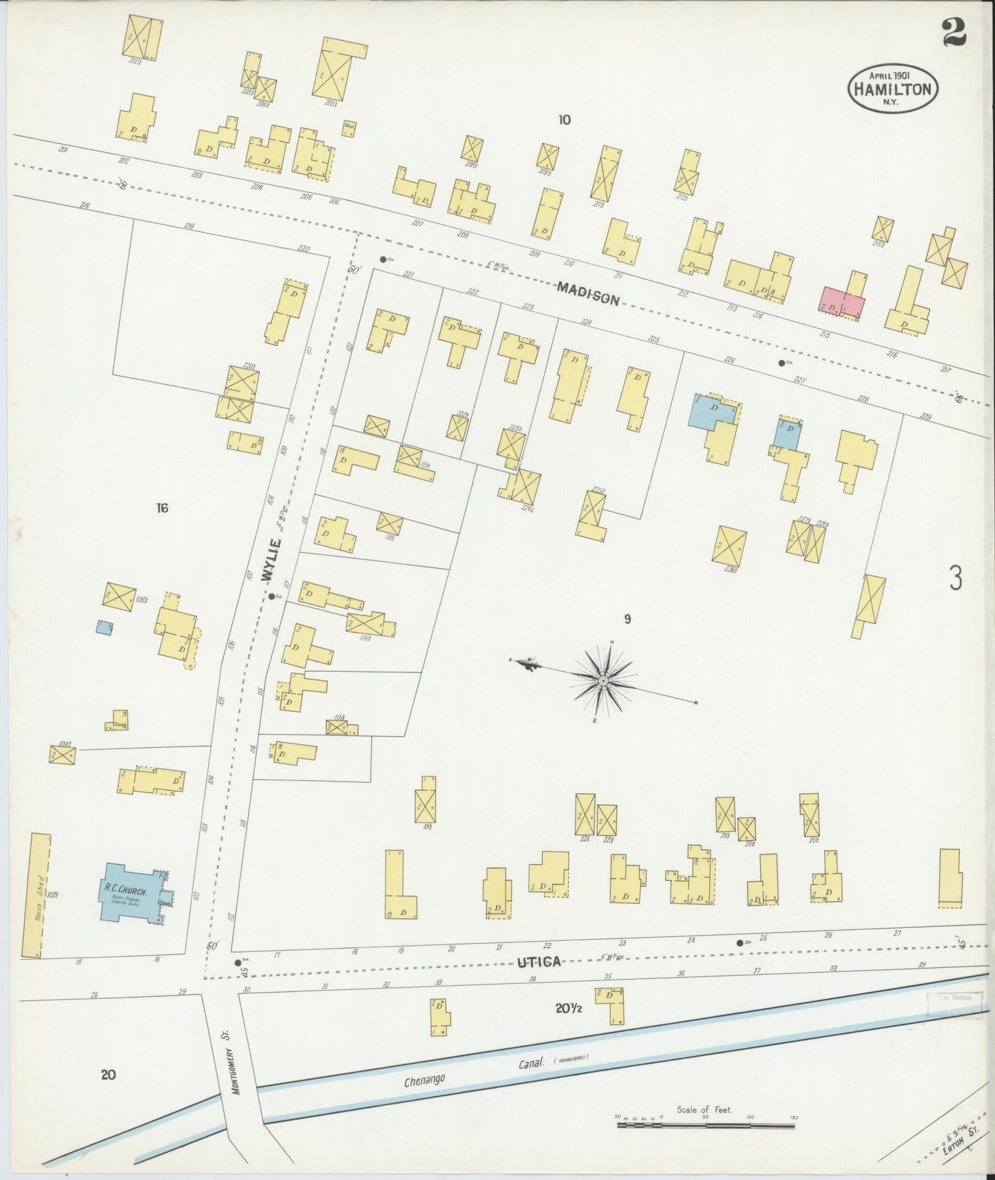 Sanborn Fire Insurance Map from Hamilton, Madison County, New York (1901), Sheet #0002 - Complete Map Set gallery image, historic Sanborn map, vintage wall art, New York New York