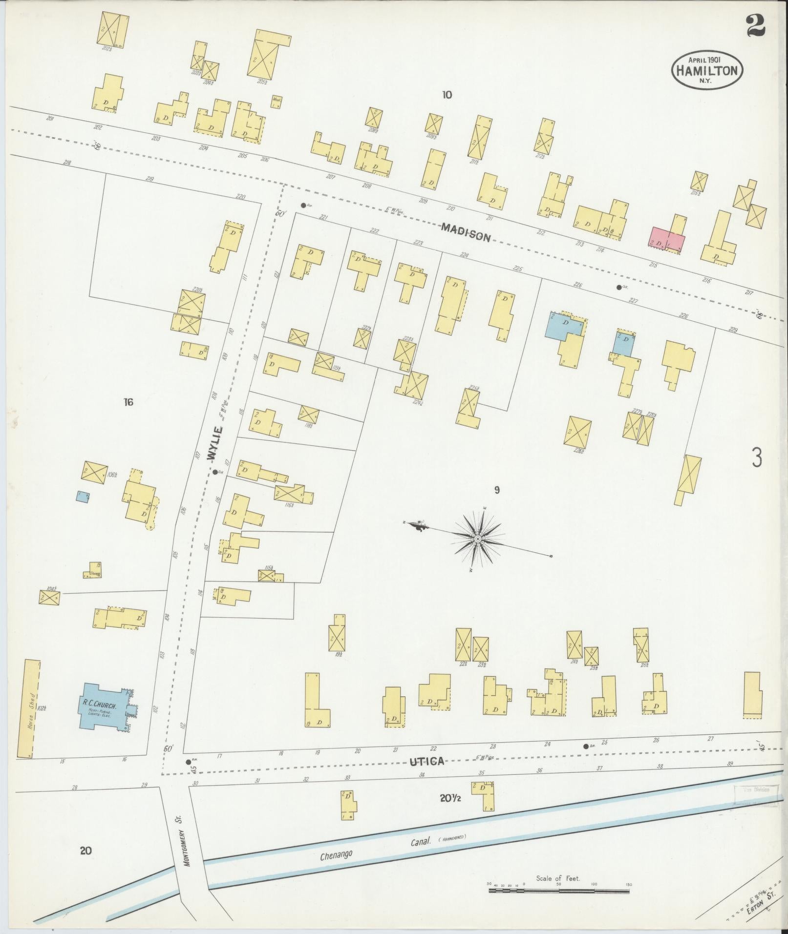 Sanborn Fire Insurance Map from Hamilton, Madison County, New York (1901), Sheet #0002 - Complete Map Set gallery image, historic Sanborn map, vintage wall art, New York New York