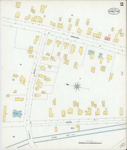 Sanborn Fire Insurance Map from Hamilton, Madison County, New York (1901), Sheet #0002 - Complete Map Set gallery image, historic Sanborn map, vintage wall art, New York New York