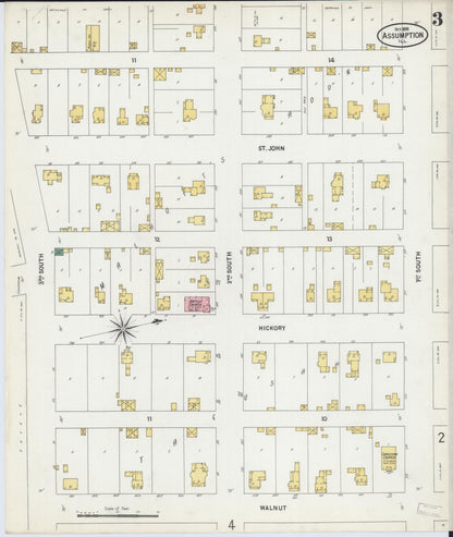 Sanborn Fire Insurance Map from Assumption, Christian County, Illinois (1899), Sheet #0003 - Complete Map Set gallery image, historic Sanborn map, vintage wall art, Illinois Illinois