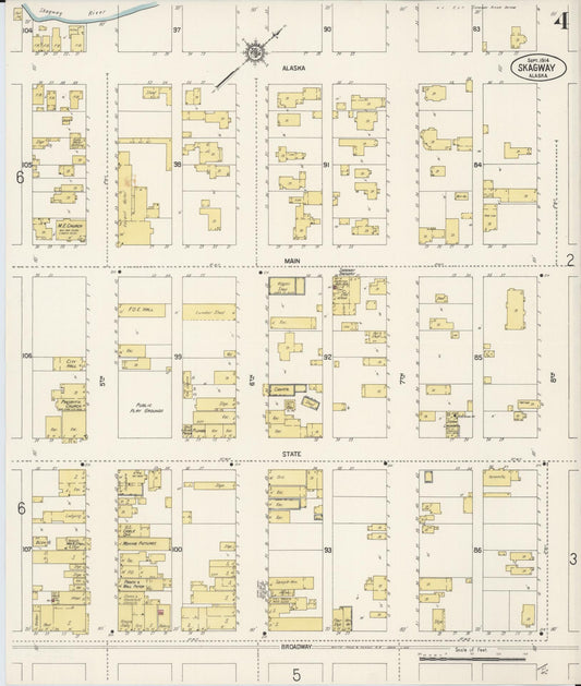 Sanborn Fire Insurance Map from Skagway, Skagway-yakutat Census Division, Alaska (1914), Sheet #0004 - Historic Sanborn Fire Insurance Map Print, vintage old map wall art, antique decor, genealogy gift, Alaska Alaska map