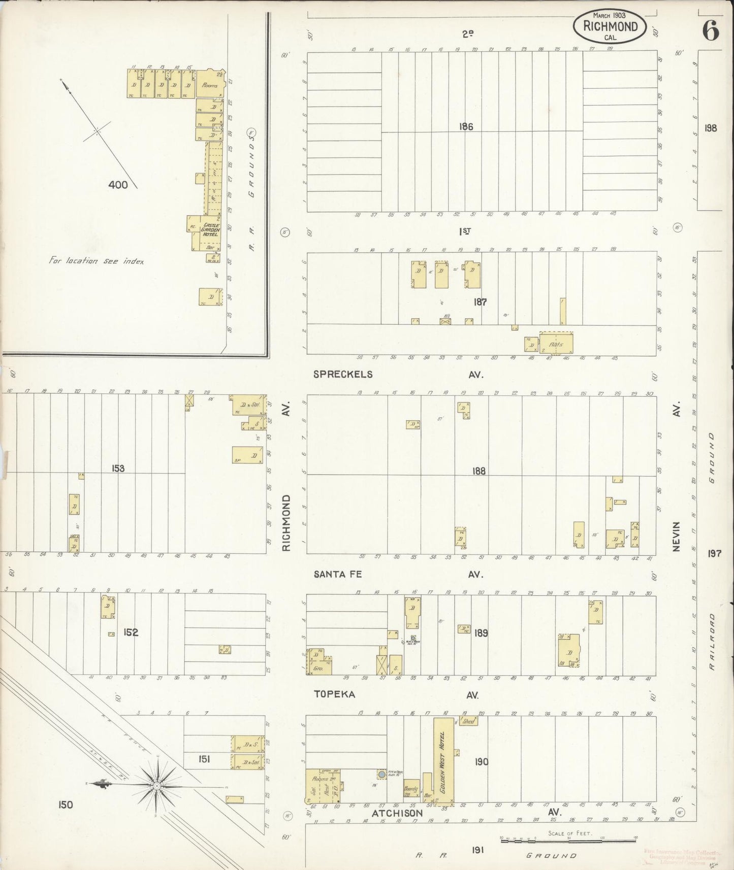 Sanborn Fire Insurance Map from Richmond, Contra Costa County, California (1903), Sheet #0006 - Complete Map Set gallery image, historic Sanborn map, vintage wall art, California California