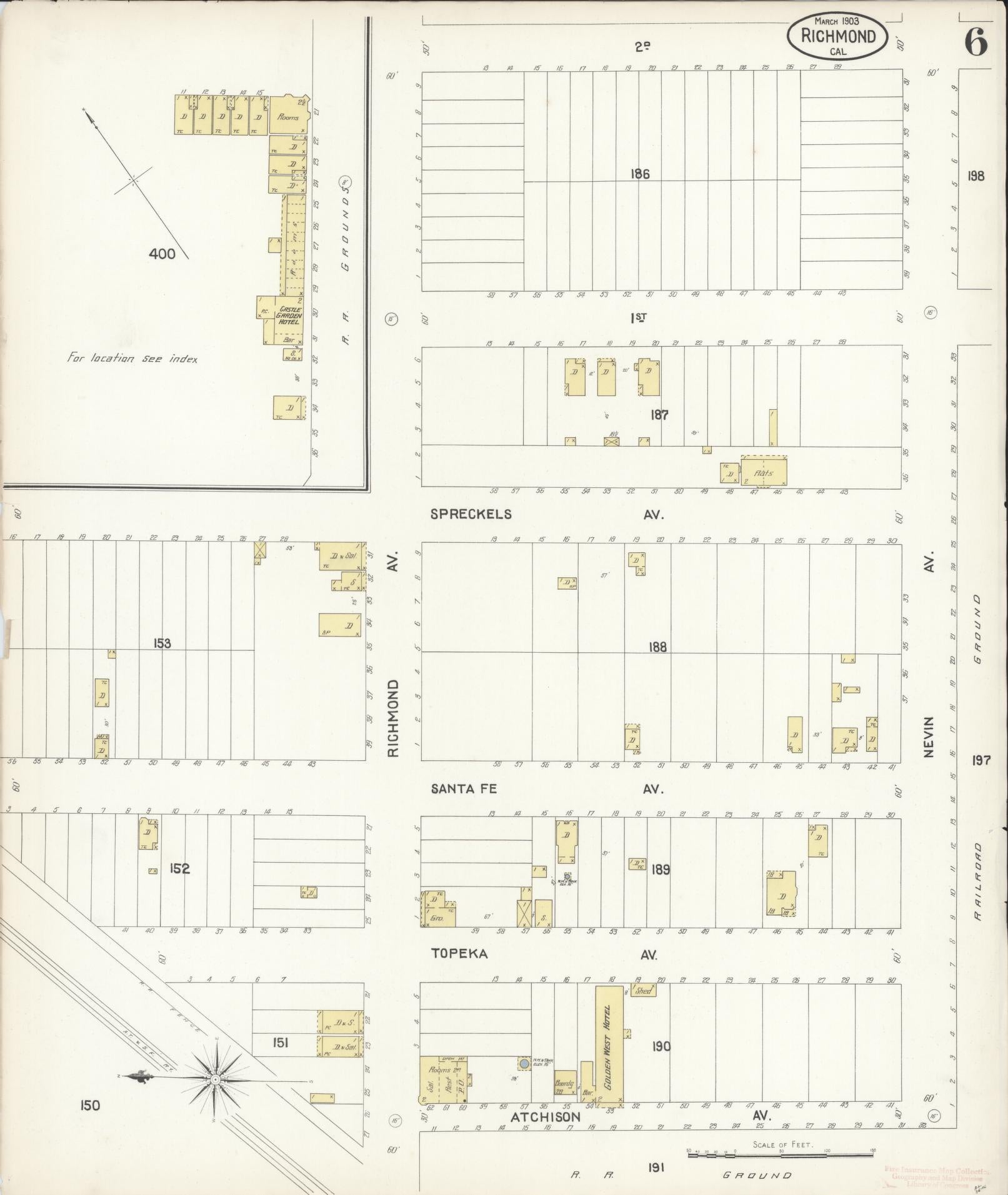 Sanborn Fire Insurance Map from Richmond, Contra Costa County, California (1903), Sheet #0006 - Complete Map Set gallery image, historic Sanborn map, vintage wall art, California California