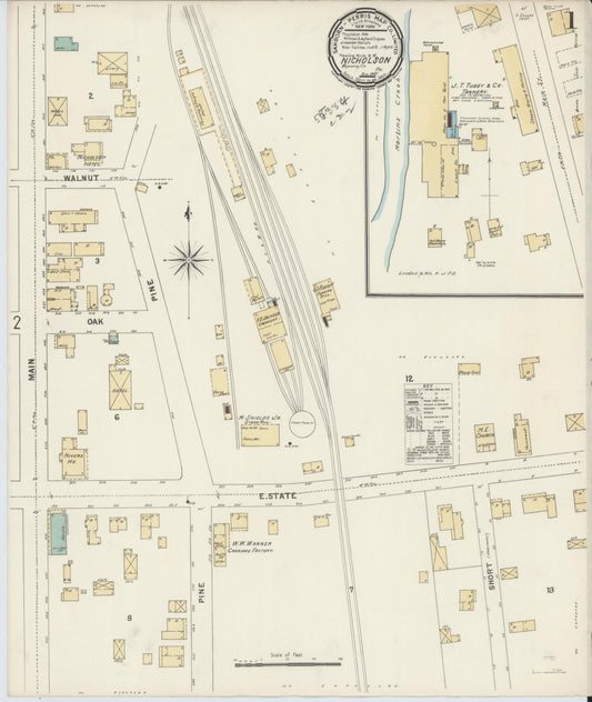 Sanborn Fire Insurance Map from Nicholson, Wyoming County, Pennsylvania (1897), Sheet #0001 - Complete Map Set gallery image, historic Sanborn map, vintage wall art, Pennsylvania Pennsylvania