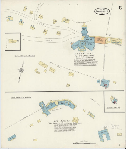 Sanborn Fire Insurance Map from Wernersville, Berks County, Pennsylvania (1914), Sheet #0006 - Historic Sanborn Fire Insurance Map Print, vintage old map wall art, antique decor, genealogy gift, Pennsylvania Pennsylvania map
