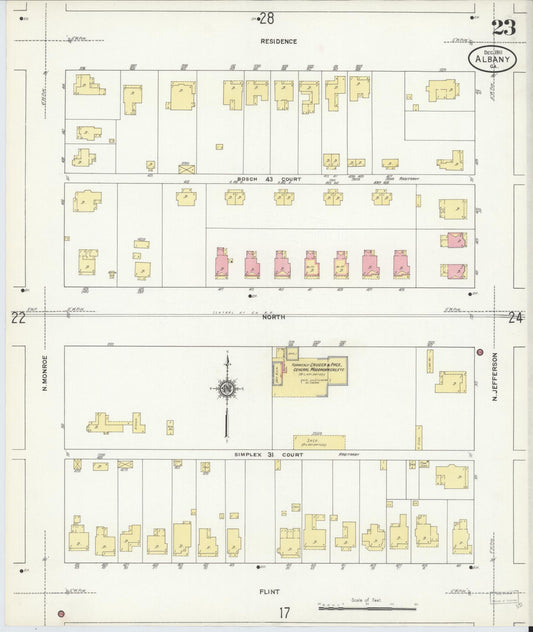 Sanborn Fire Insurance Map from Albany, Dougherty County, Georgia (1911), Sheet #0023 - Historic Sanborn Fire Insurance Map Print, vintage old map wall art, antique decor, genealogy gift, Georgia Georgia map