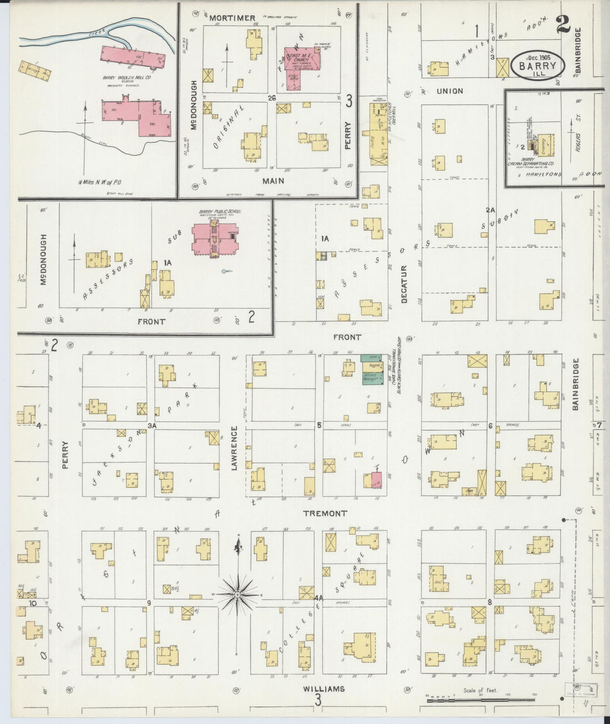 Sanborn Fire Insurance Map from Barry, Pike County, Illinois (1905), Sheet #0002 - Historic Sanborn Fire Insurance Map Print, vintage old map wall art, antique decor, genealogy gift, Illinois Illinois map