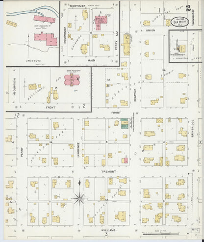Sanborn Fire Insurance Map from Barry, Pike County, Illinois (1905), Sheet #0002 - Historic Sanborn Fire Insurance Map Print, vintage old map wall art, antique decor, genealogy gift, Illinois Illinois map