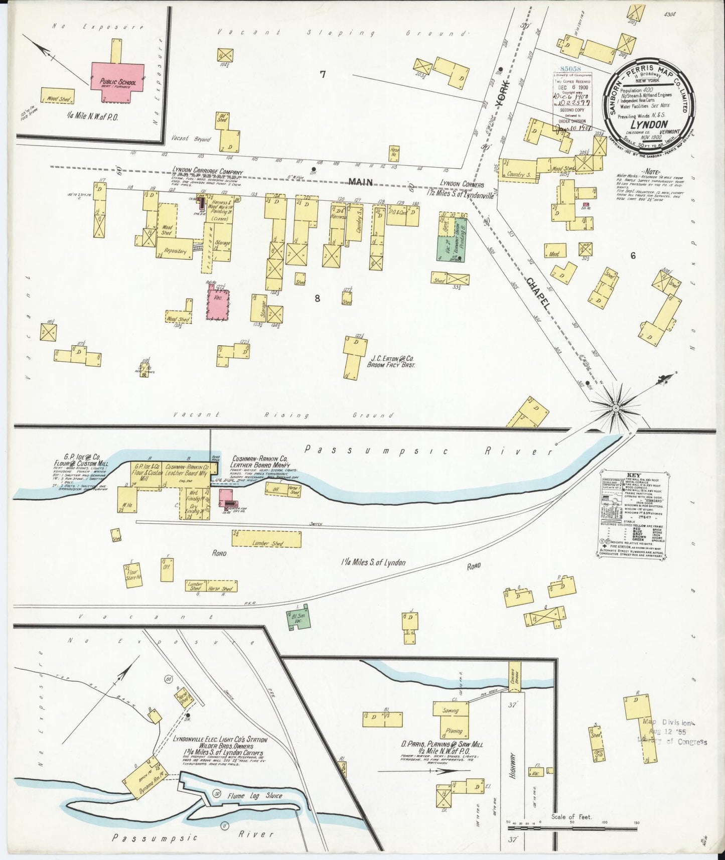 Sanborn Fire Insurance Map from Lyndon, Caledonia County, Vermont. (1900) – Historic Sanborn Fire Insurance Map Print