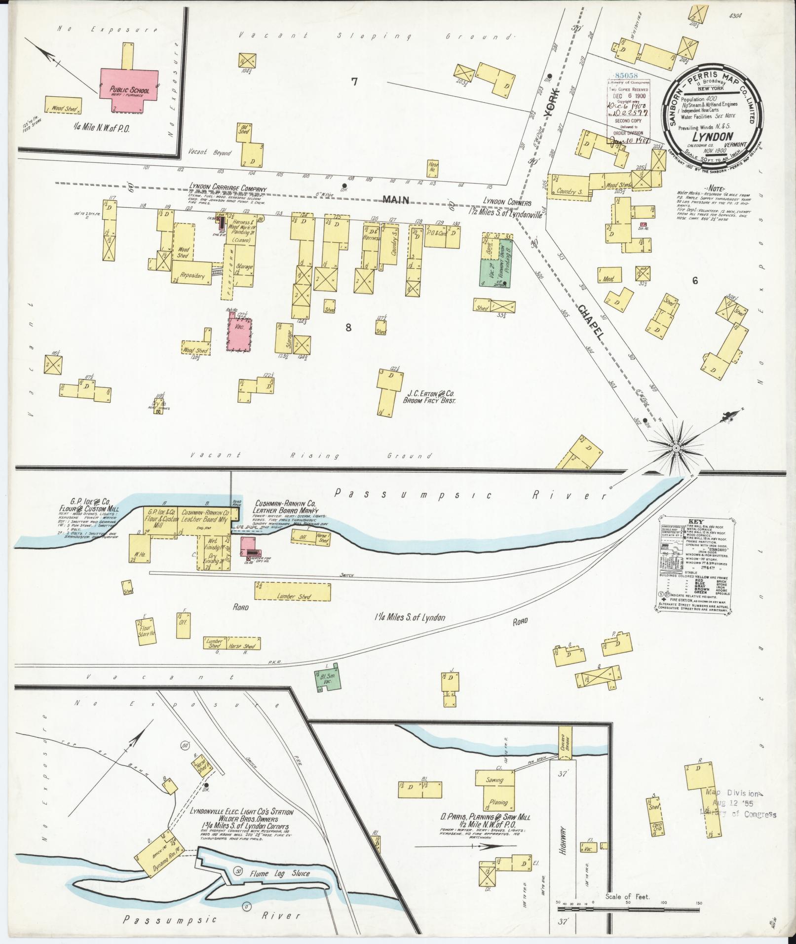 Sanborn Fire Insurance Map from Lyndon, Caledonia County, Vermont. (1900) – Historic Sanborn Fire Insurance Map Print