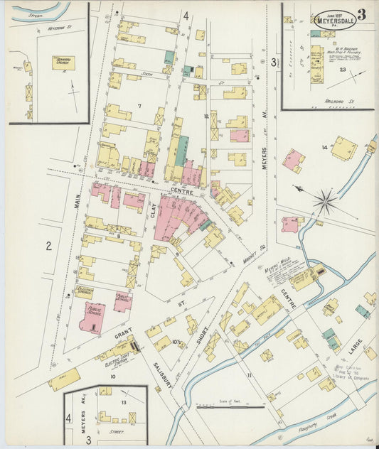Sanborn Fire Insurance Map from Meyersdale, Somerset County, Pennsylvania (1897), Sheet #0003 - Historic Sanborn Fire Insurance Map Print, vintage old map wall art, antique decor, genealogy gift, Pennsylvania Pennsylvania map