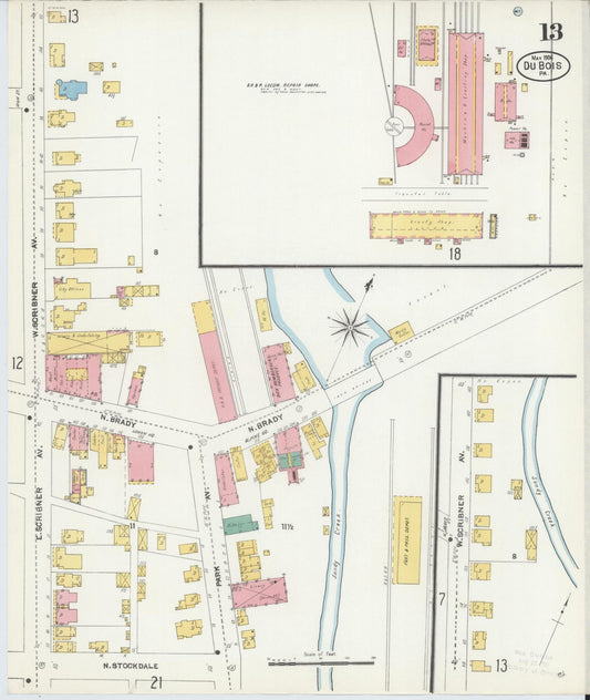 Sanborn Fire Insurance Map from Du Bois, Clearfield County, Pennsylvania (1906), Sheet #0013 - Historic Sanborn Fire Insurance Map Print, vintage old map wall art, antique decor, genealogy gift, Pennsylvania Pennsylvania map