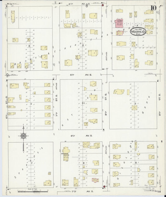 Sanborn Fire Insurance Map from Moorhead, Clay County, Minnesota (1914), Sheet #0010 - Historic Sanborn Fire Insurance Map Print, vintage old map wall art, antique decor, genealogy gift, Minnesota Minnesota map