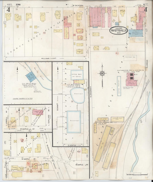 Sanborn Fire Insurance Map from Fayetteville, Washington County, Arkansas (1948), Sheet #0004 - Historic Sanborn Fire Insurance Map Print, vintage old map wall art, antique decor, genealogy gift, Arkansas Arkansas map