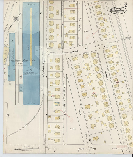Sanborn Fire Insurance Map from Painted Post, Steuben County, New York (1943), Sheet #0002 - Historic Sanborn Fire Insurance Map Print, vintage old map wall art, antique decor, genealogy gift, New York New York map