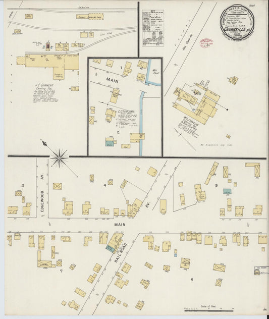 Sanborn Fire Insurance Map from Cedarville, Cumberland County, New Jersey (1895), Sheet #0001 - Historic Sanborn Fire Insurance Map Print, vintage old map wall art, antique decor, genealogy gift, New Jersey New Jersey map