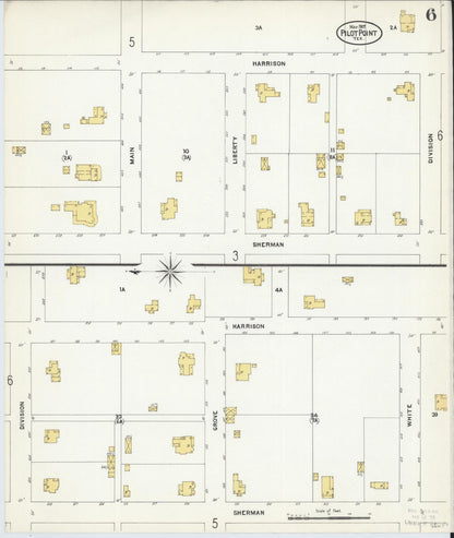 Sanborn Fire Insurance Map from Pilot Point, Denton County, Texas (1907), Sheet #0006 - Complete Map Set gallery image, historic Sanborn map, vintage wall art, Texas Texas