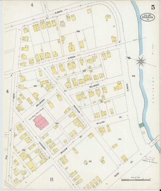 Sanborn Fire Insurance Map from Sharon, Mercer County, Pennsylvania (1903), Sheet #0005 - Historic Sanborn Fire Insurance Map Print, vintage old map wall art, antique decor, genealogy gift, Pennsylvania Pennsylvania map