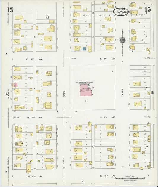Sanborn Fire Insurance Map from Stillwater, Payne County, Oklahoma (1924), Sheet #0015 - Historic Sanborn Fire Insurance Map Print, vintage old map wall art, antique decor, genealogy gift, Oklahoma Oklahoma map