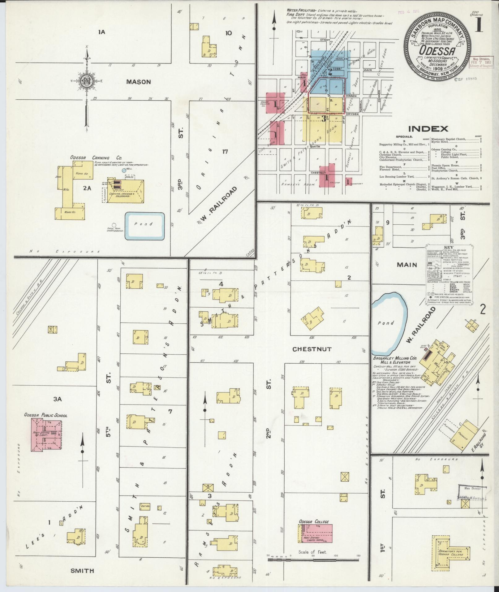 Sanborn Fire Insurance Map from Odessa, Lafayette County, Missouri. (1909) – Historic Sanborn Fire Insurance Map Print
