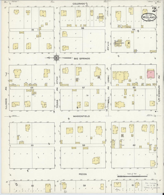 Sanborn Fire Insurance Map from Midland, Midland County, Texas (1914), Sheet #0002 - Historic Sanborn Fire Insurance Map Print, vintage old map wall art, antique decor, genealogy gift, Texas Texas map