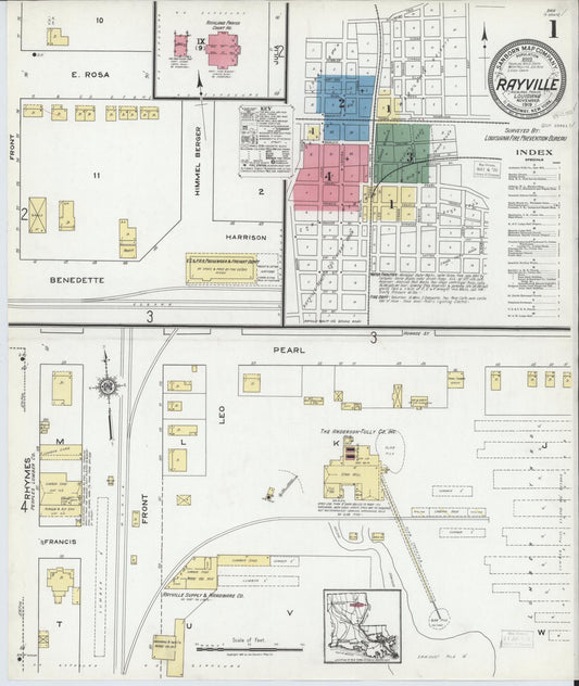 Sanborn Fire Insurance Map from Rayville, Richland Parish, Louisiana. (1919) – Historic Sanborn Fire Insurance Map Print