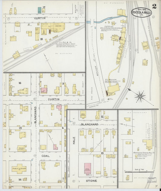 Sanborn Fire Insurance Map from Osceola Mills, Clearfield County, Pennsylvania (1892), Sheet #0002 - Historic Sanborn Fire Insurance Map Print, vintage old map wall art, antique decor, genealogy gift, Pennsylvania Pennsylvania map