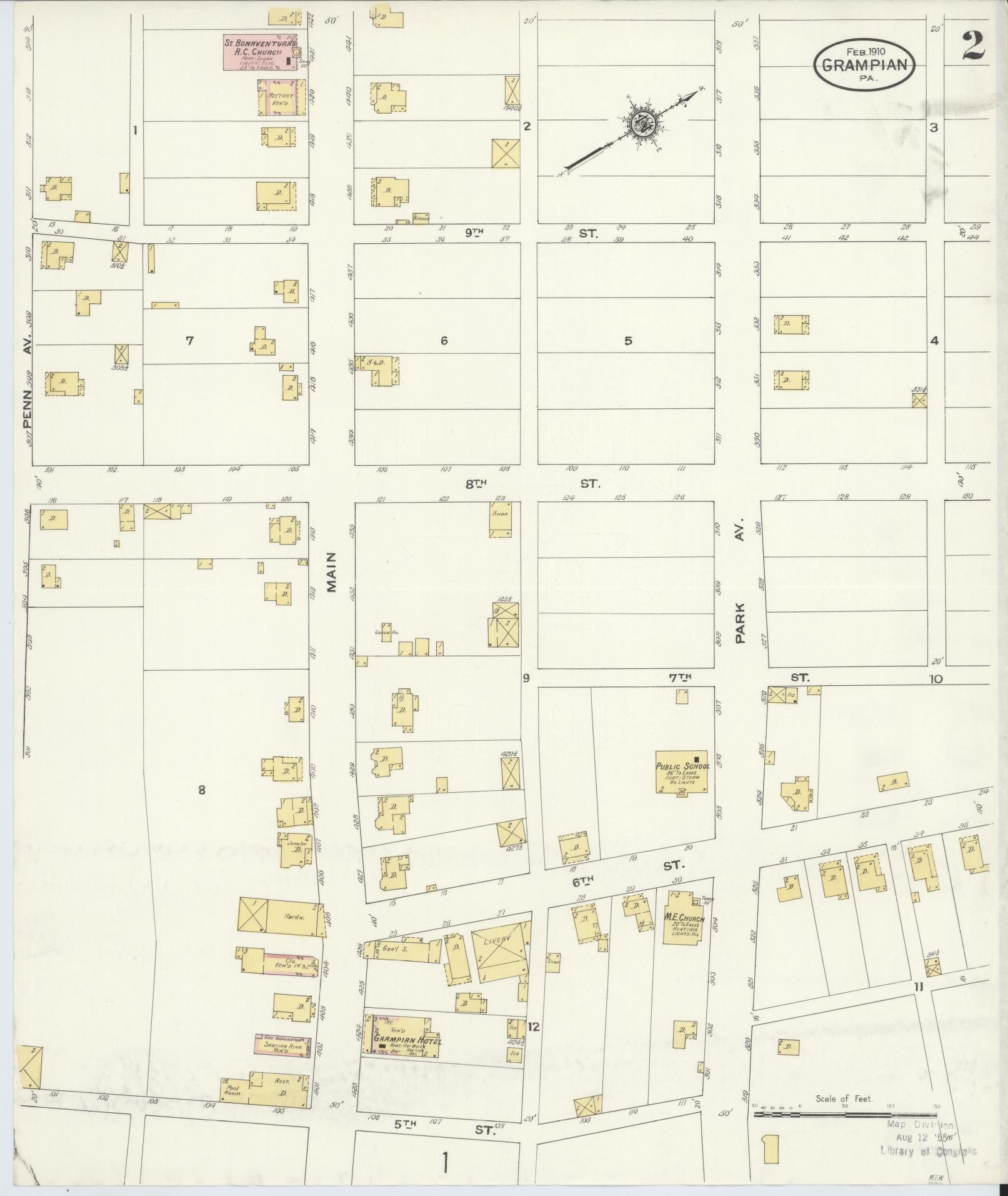 Sanborn Fire Insurance Map from Grampian, Clearfield County, Pennsylvania (1910), Sheet #0002 - Historic Sanborn Fire Insurance Map Print, vintage old map wall art, antique decor, genealogy gift, Pennsylvania Pennsylvania map