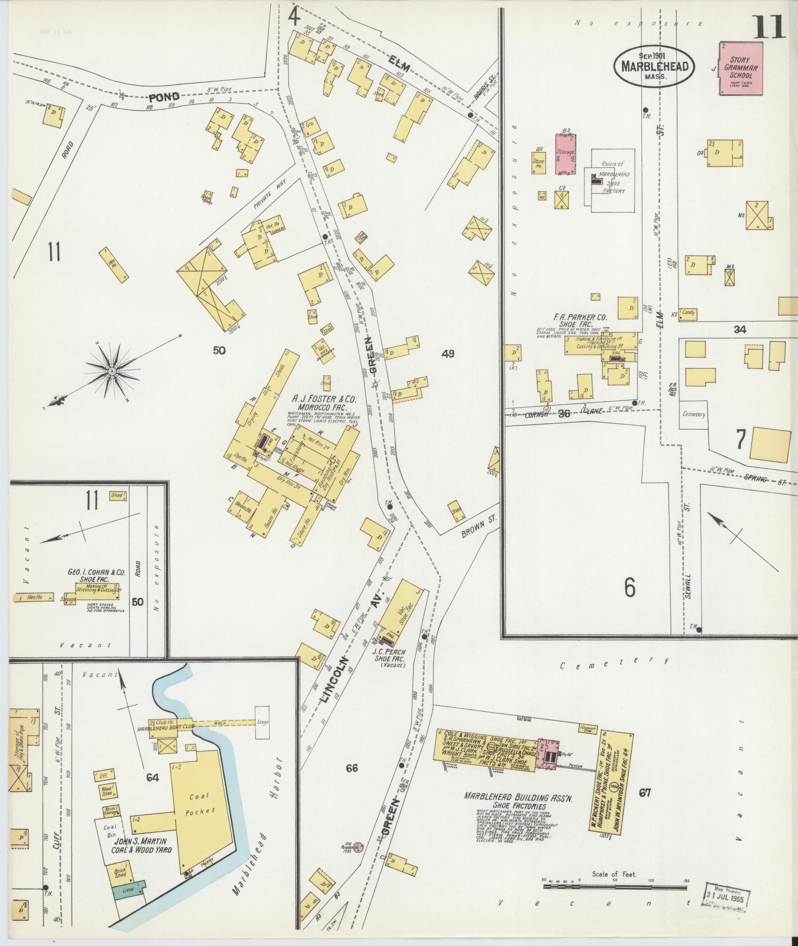 Sanborn Fire Insurance Map from Marblehead, Essex County, Massachusetts (1901), Sheet #0011 - Complete Map Set gallery image, historic Sanborn map, vintage wall art, Massachusetts Massachusetts