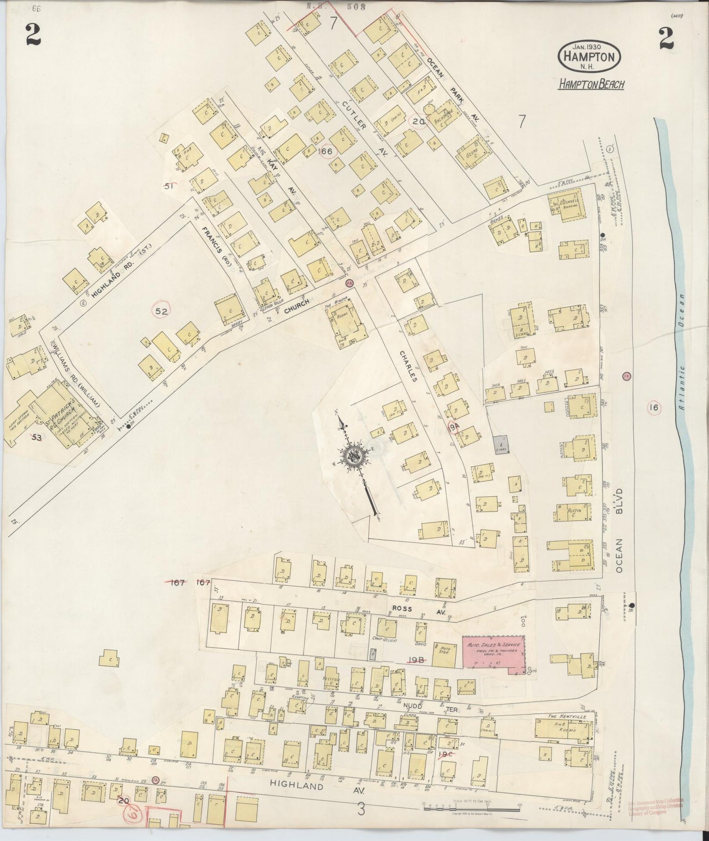 Sanborn Fire Insurance Map from Hampton, Rockingham County, New Hampshire (1942), Sheet #0002 - Complete Map Set gallery image, historic Sanborn map, vintage wall art, New Hampshire New Hampshire