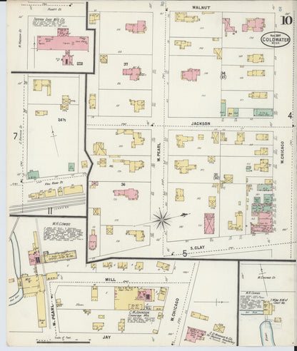 Sanborn Fire Insurance Map from Coldwater, Branch County, Michigan (1897), Sheet #0010 - Complete Map Set gallery image, historic Sanborn map, vintage wall art, Michigan Michigan